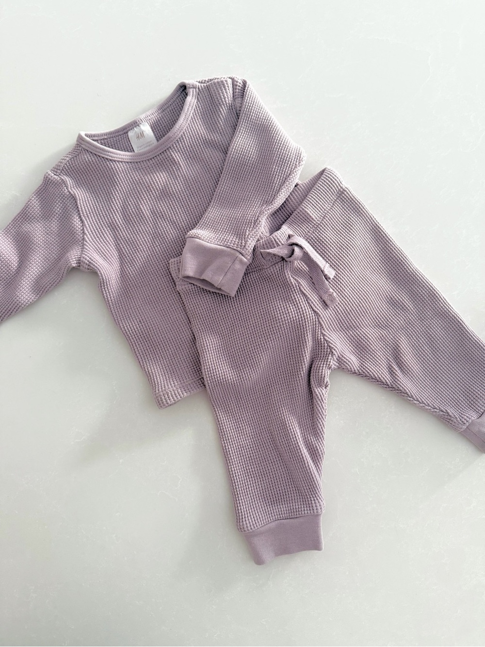 H&M Baby Waffle Knit Lounge Set | Mauve | 4-6M